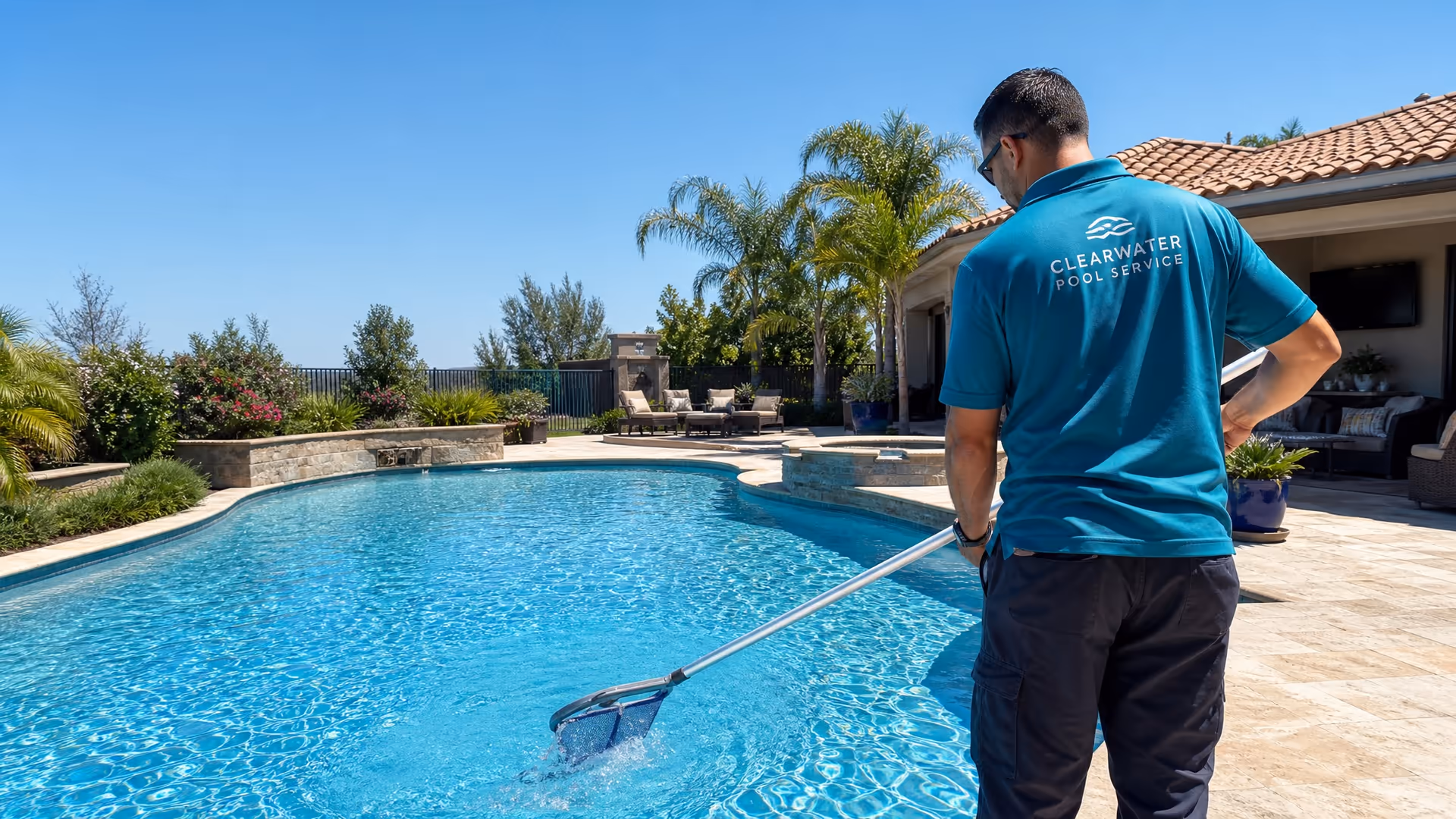 Pool service technician using ProValet