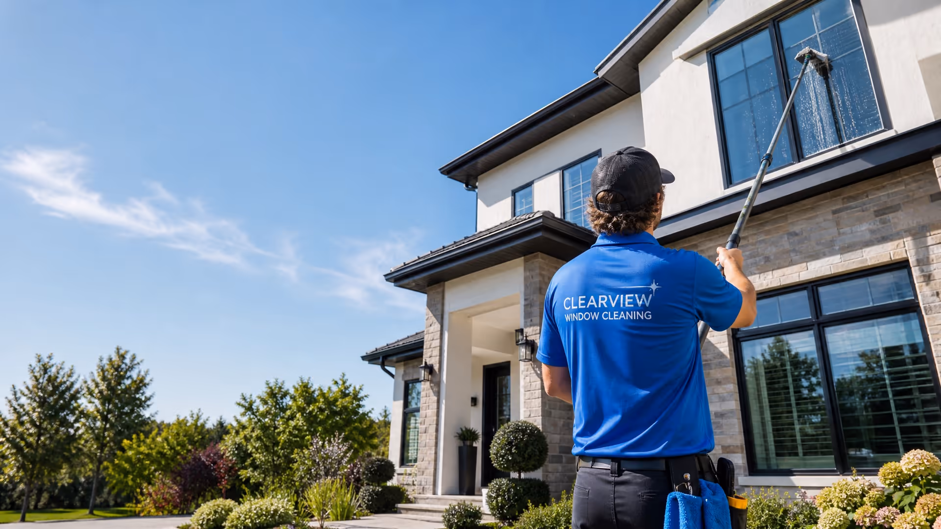 Window cleaning technician using ProValet